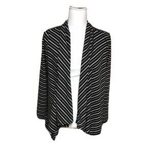 Love Ryan Los Angeles Black and White Striped Open Duster Cardigan Size S New